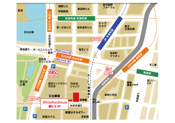 異業種交流会会場ホワイトキー銀座マップ